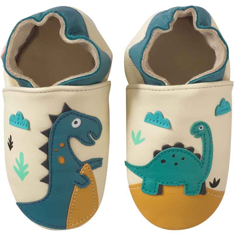 Chaussons b b cuir souple theodore et isaure les dinosaures