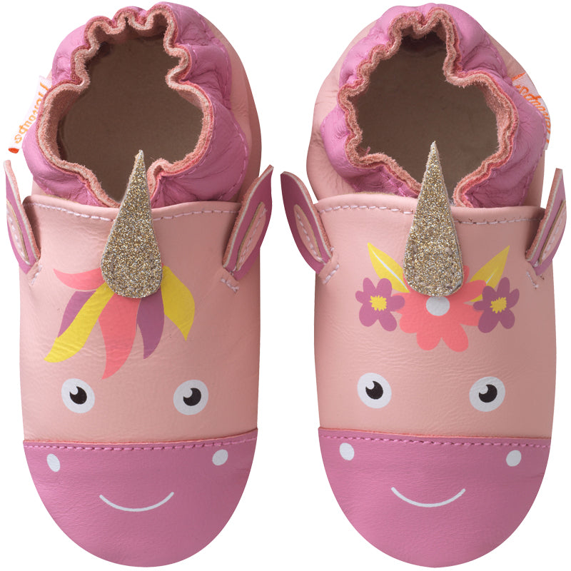 Chaussons b b cuir souple lise la licorne Tichoups