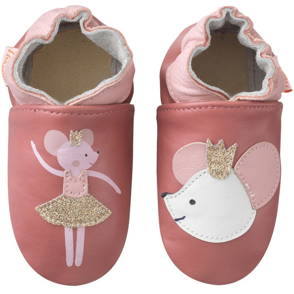 Chaussons Bébé Cuir Souple Coralie la souris